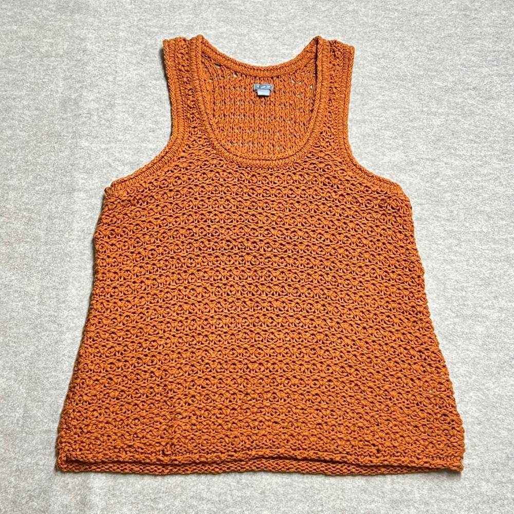 Aerie Women Burnt Orange Crochet Open Knit Tank Top Scoop Neck Small EUC Boho